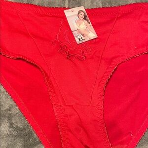 Red Lace Trim Panties